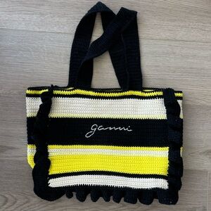 Ganni Crochet Stripe Tote